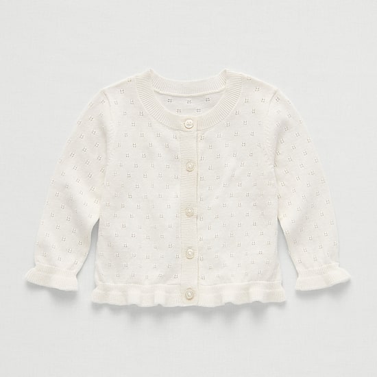 Okie Dokie Baby Girls Crew Neck Long Sleeve Button Cardigan
