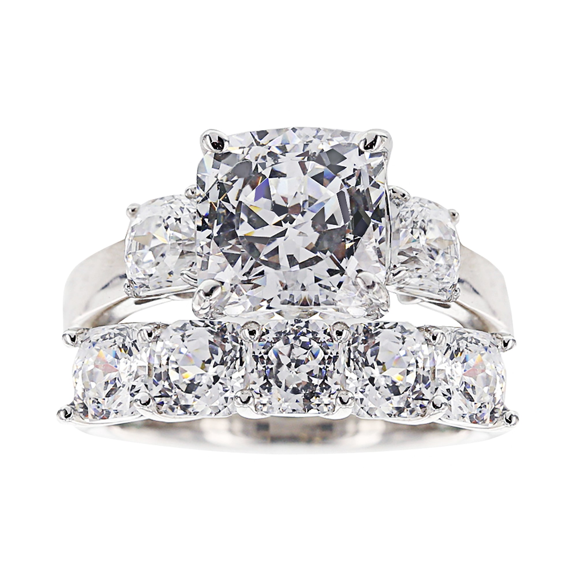 100 Facets by DiamonArt® Sterling Silver Cubic Zirconia Bridal Set