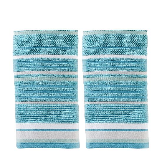 Saturday Knight Neutral Nuances Seabrook Stripe  2-pk Hand Towels