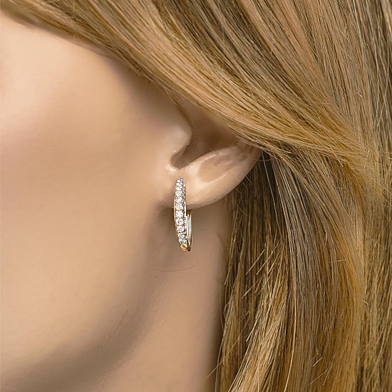 (H-I / I1) Womens 1/2 CT. T.W. Natural White Diamond 10K Gold 20.1mm Hoop Earrings