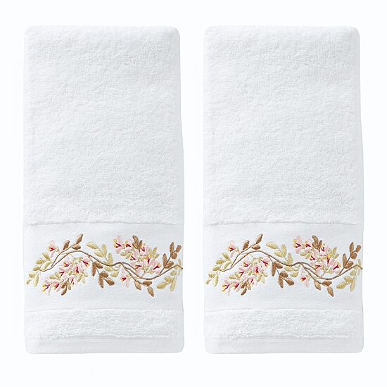 Saturday Knight Misty Floral 2-pk Embroidered Hand Towels