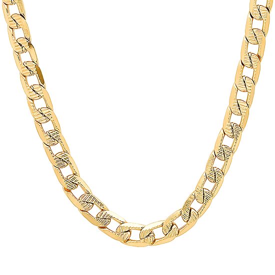 Mens 18K Gold Over Stainless Steel Hypoallergenic 24 Inch Curb Chain Necklace