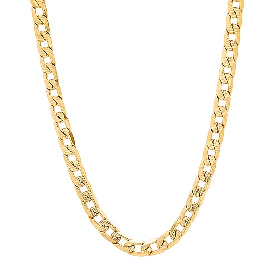 Mens 18K Gold Over Stainless Steel Hypoallergenic 24 Inch Curb Chain Necklace