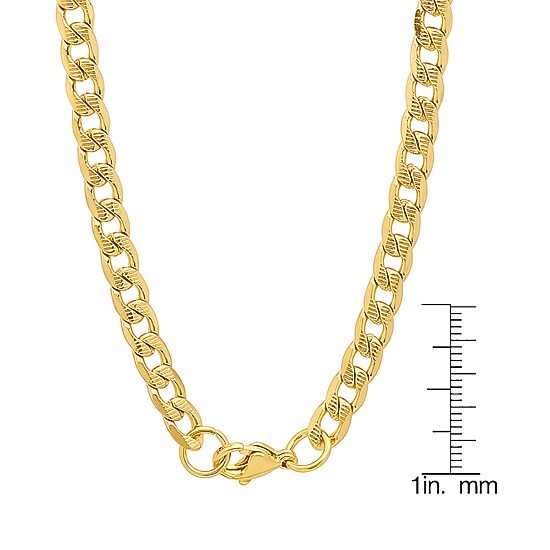 Mens 18K Gold Over Stainless Steel Hypoallergenic 24 Inch Curb Chain Necklace