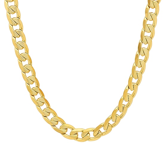 Mens 18K Gold Over Stainless Steel Hypoallergenic 24 Inch Curb Chain Necklace