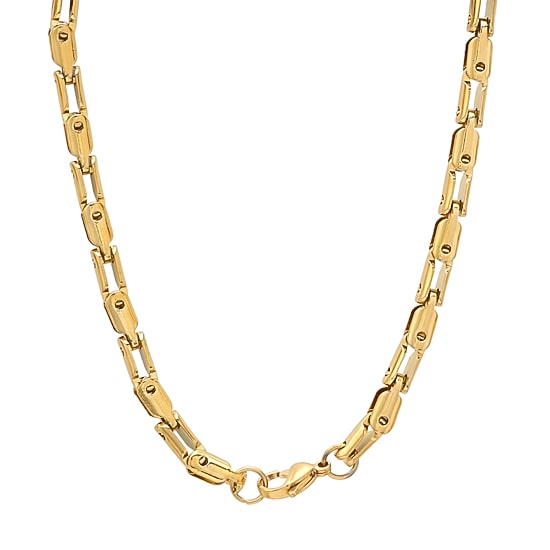 Mens 18K Gold Over Stainless Steel Hypoallergenic 24 Inch Mariner Chain Necklace