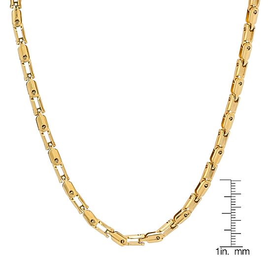 Mens 18K Gold Over Stainless Steel Hypoallergenic 24 Inch Mariner Chain Necklace