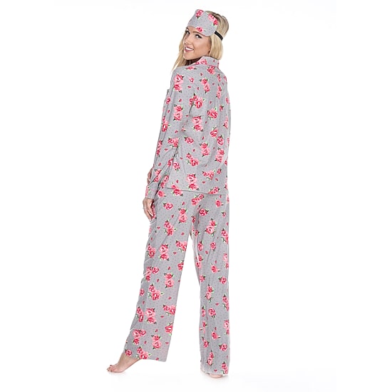White Mark Womens Long Sleeve Pant Pajama Set 3-pc.