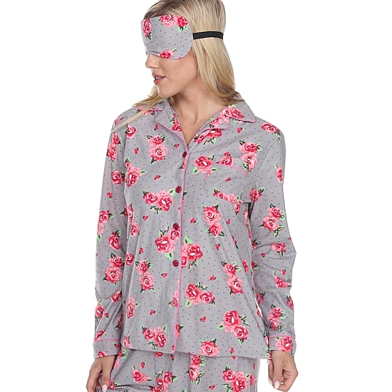 White Mark Womens Long Sleeve Pant Pajama Set 3-pc.