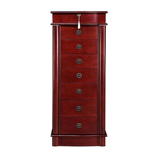 Hives And Honey Nora Lockable Cherry Jewelry Armoire