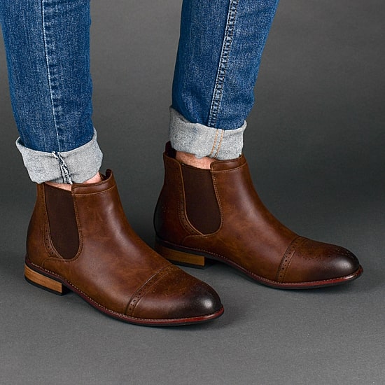 Vance Co Mens Garrett Block Heel Chelsea Boots