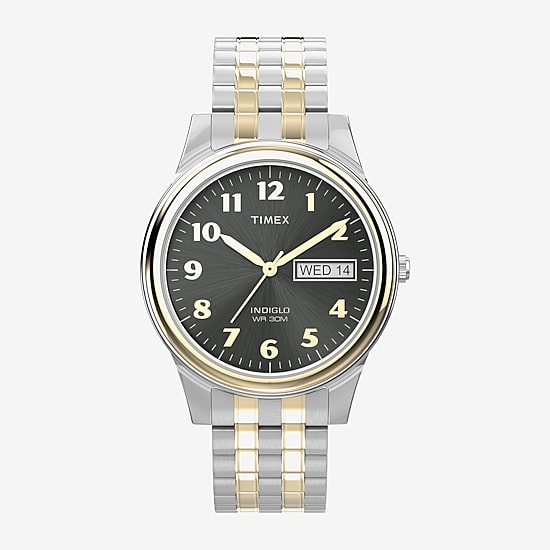 Timex® Mens Two-Tone Expansion Bracelet Watch