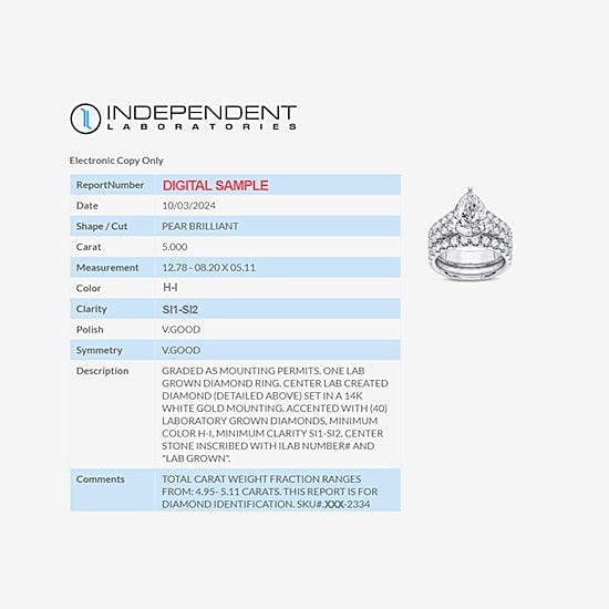 (H-I / SI1-SI2) Signature By Modern Bride Womens 5 CT. T.W. Lab Grown White Diamond in 14K Gold Pear Bridal Set