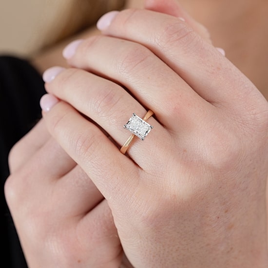 (G / VS2) Womens 2 CT. Lab-Grown White Diamond 14K Gold Radiant-cut Solitaire Engagement Ring