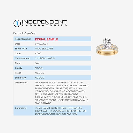 Signature By Modern Bride (G-H / Si1-Si2) Womens 4 CT. T.W. Lab Grown White Diamond 14K Gold Oval Bridal Set