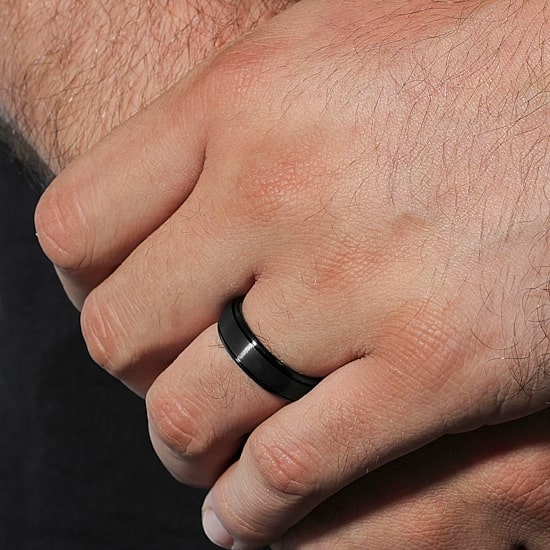  Men's 6mm Black Tungsten Carbide Ring
