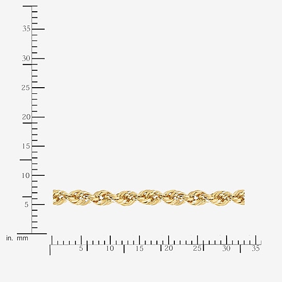 14K Gold 16 - 30 Inch Semi-Solid Sparkle Rope Chain Necklace