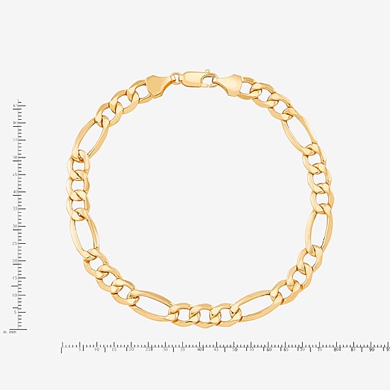 Made in Italy Mens 10K Gold 8 1/2 Inch Figaro Chain Bracelet
