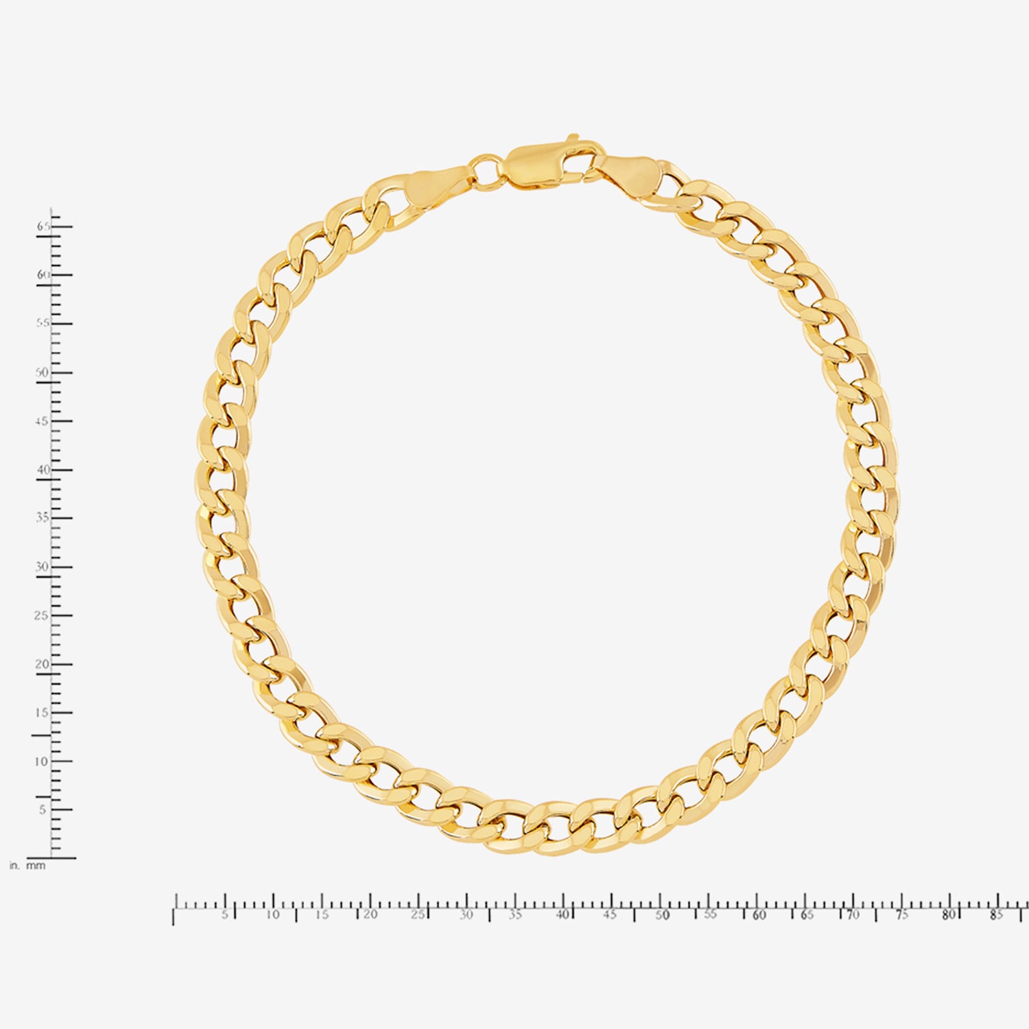 Mens 10K Gold 8.5 Inch 6mm Semi-Solid Curb Bracelet