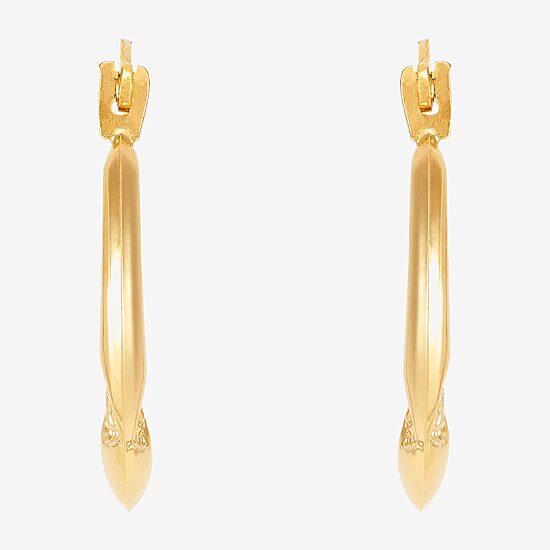 Womens 14K Gold 14.5mm Heart Hoop Earrings