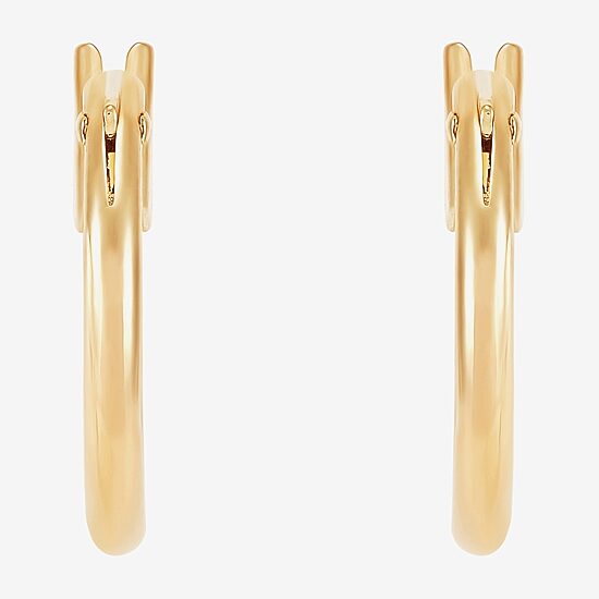 Womens 14K Gold 12mm Round Hoop Earrings