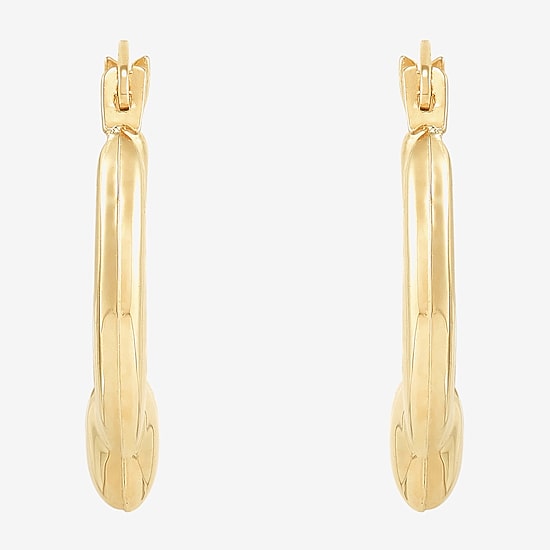 Womens 14K Gold 16.5mm Heart Hoop Earrings