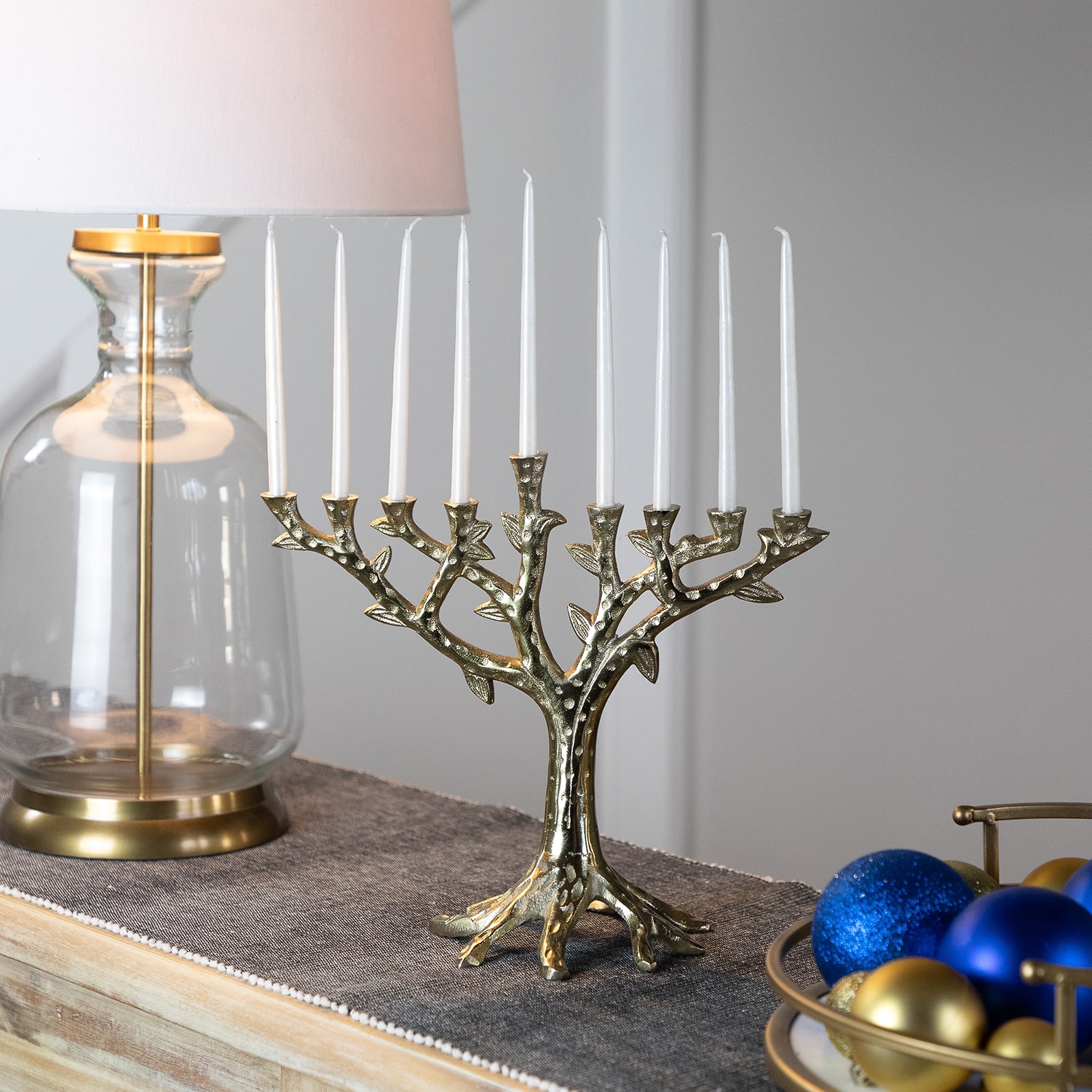 Northlight 11.5" Brass Menorah Candle Holder