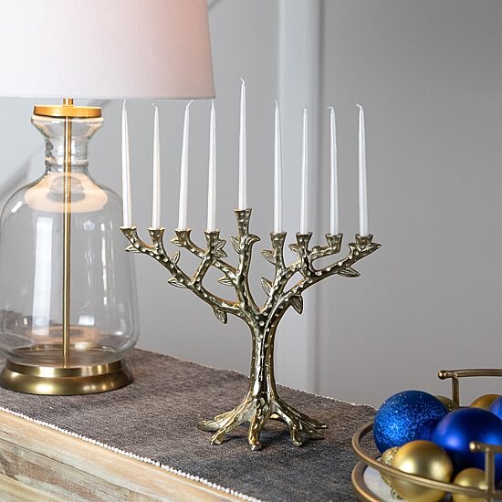 Northlight 11.5" Brass Menorah Candle Holder
