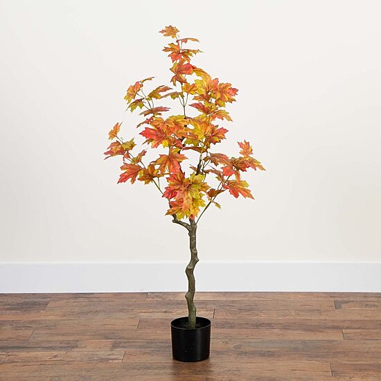 Nearly Natural 4' Orange Maple Indoor Artificial Tree