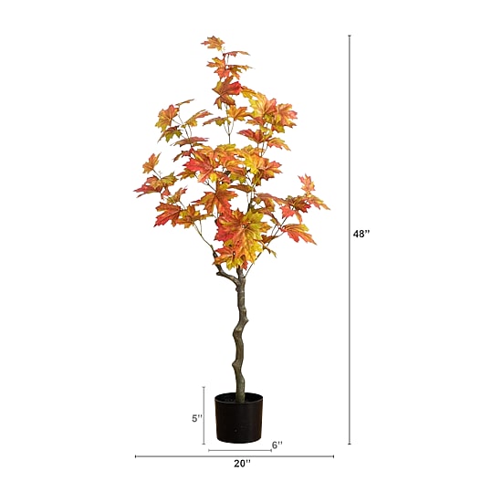 Nearly Natural 4' Orange Maple Indoor Artificial Tree
