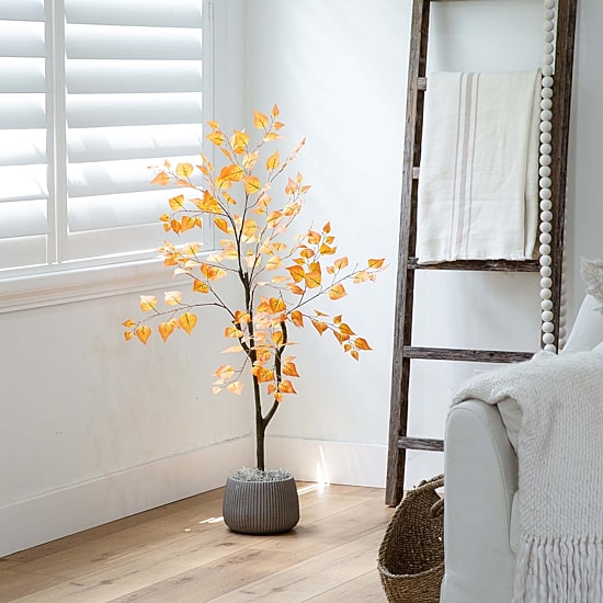 Nearly Natural 4'  Orange Birch Indoor Artificial Tree