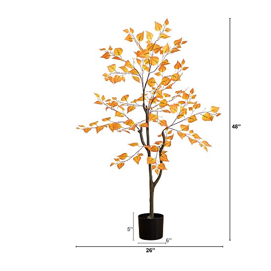 Nearly Natural 4'  Orange Birch Indoor Artificial Tree