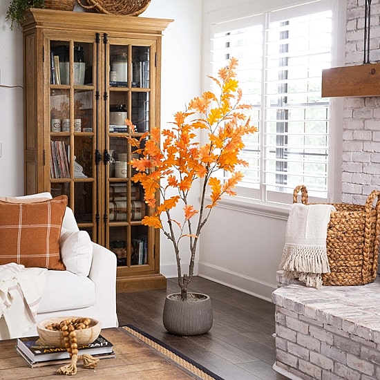Nearly Natural 6' Orange Oak Indoor Artificial Tree
