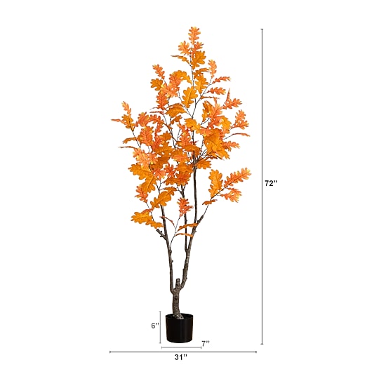 Nearly Natural 6' Orange Oak Indoor Artificial Tree