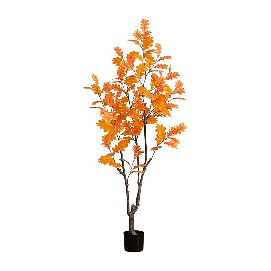 Nearly Natural 6' Orange Oak Indoor Artificial Tree
