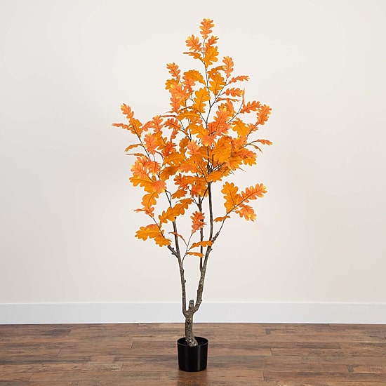 Nearly Natural 6' Orange Oak Indoor Artificial Tree