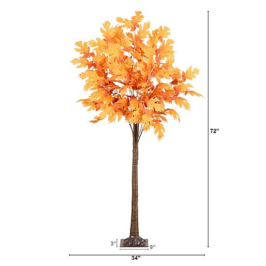 Nearly Natural 6' Orange Prelit Maple Lighted Indoor Artificial Tree