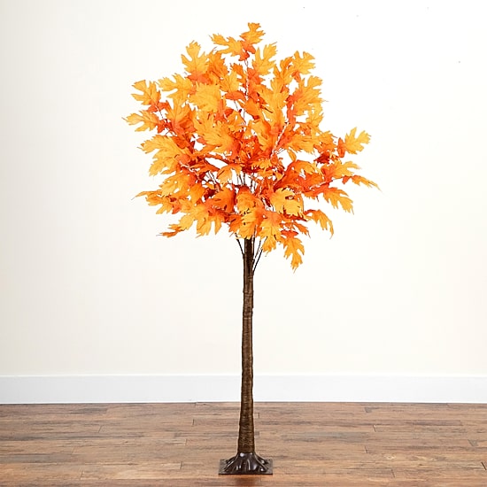 Nearly Natural 6' Orange Prelit Maple Lighted Indoor Artificial Tree