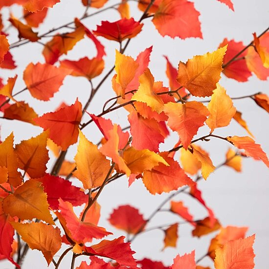 Nearly Natural 7' Orange Autumn Birch Indoor Artificial Tree