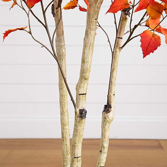 Nearly Natural 7' Orange Autumn Birch Indoor Artificial Tree