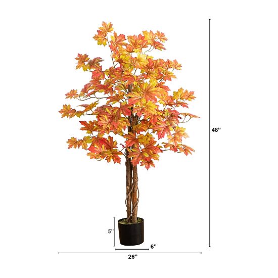 Nearly Natural 4'  Autumn Deluxe Maple Indoor Artificial Tree