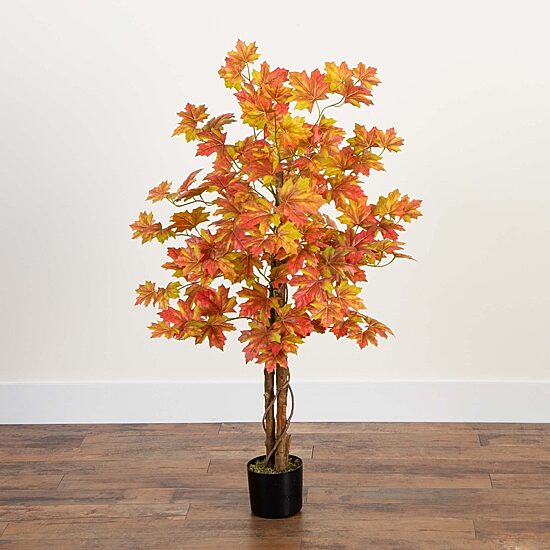 Nearly Natural 4'  Autumn Deluxe Maple Indoor Artificial Tree