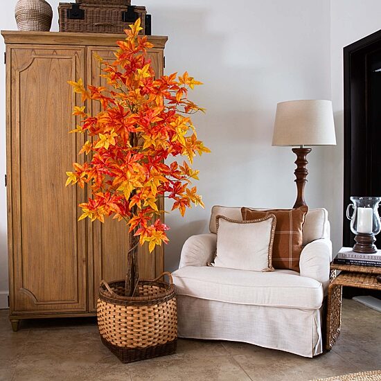 Nearly Natural 6'  Autumn Deluxe Maple Indoor Artificial Tree