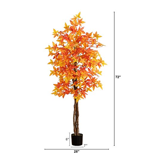 Nearly Natural 6'  Autumn Deluxe Maple Indoor Artificial Tree