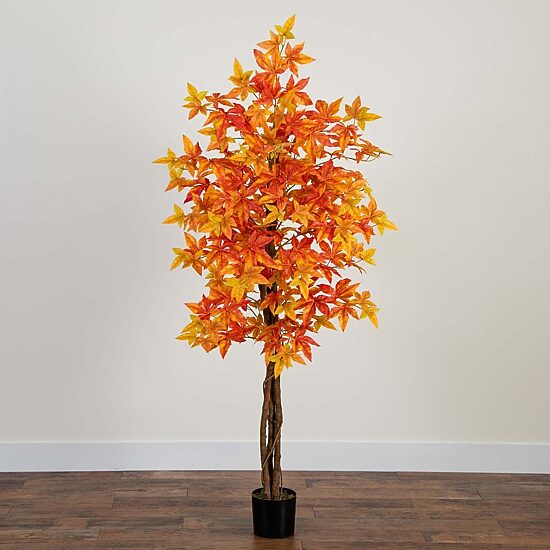 Nearly Natural 6'  Autumn Deluxe Maple Indoor Artificial Tree