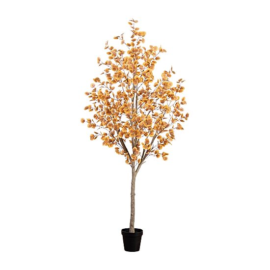 Nearly Natural 8' Orange Autumn Eucalyptus Indoor Artificial Tree
