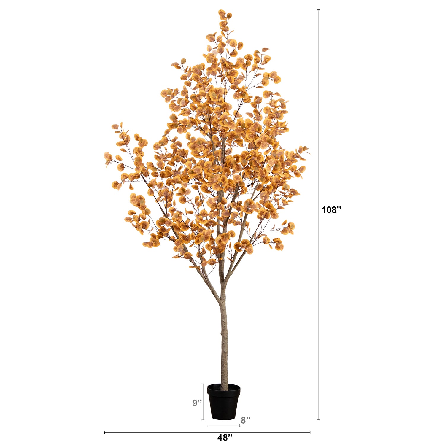 Nearly Natural 9' Orange Autumn Eucalyptus Indoor Artificial Tree