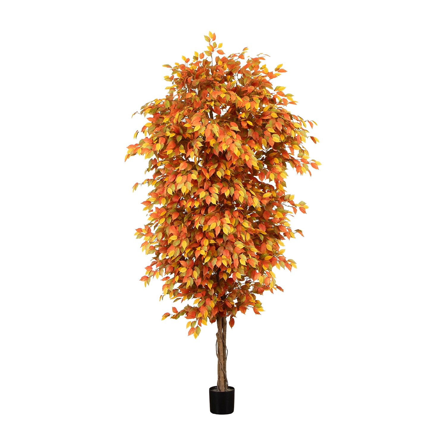 Nearly Natural 9' Orange Autumn Ficus Indoor Artificial Tree