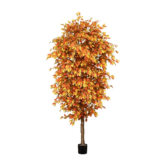 Nearly Natural 9' Orange Autumn Ficus Indoor Artificial Tree