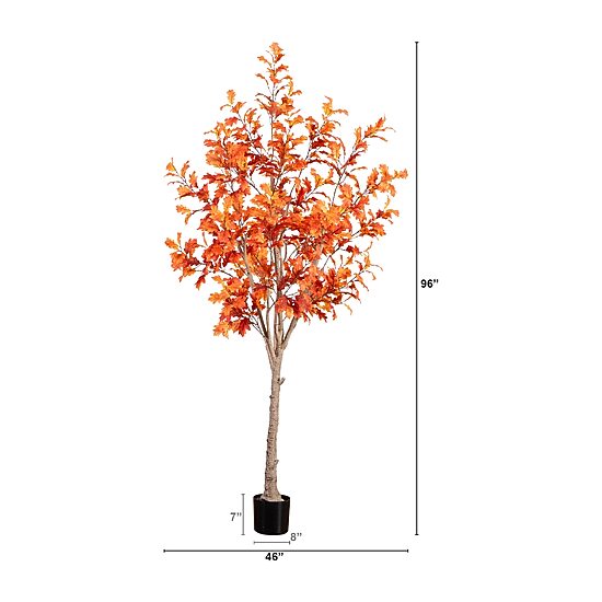 Nearly Natural 8' Orange Autumn Oak Indoor Artificial Tree